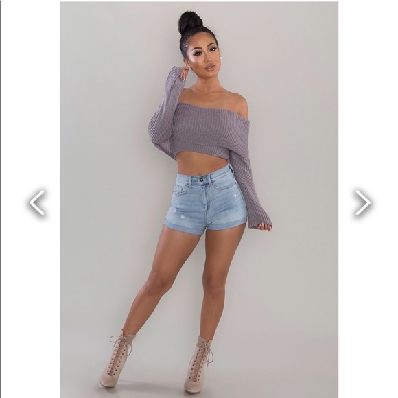 off the shoulder cropped cardigan